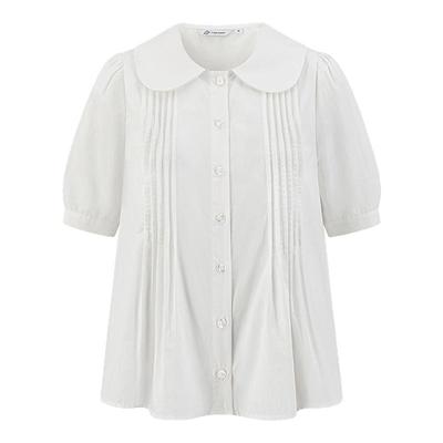 日系学院风中袖娃娃领衬衫