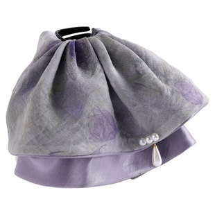 烟岚珍珠-优雅缎面珍珠马尾夹文艺水墨吊坠抓夹新中式布艺发饰女