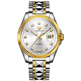 瑞士进口机芯威宝龙正品男士手表全自动机械表真钻防水商务男表