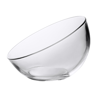 日式简约斜口蔬菜沙拉碗加厚玻璃碗家用零食水果盘厨房大号汤面碗