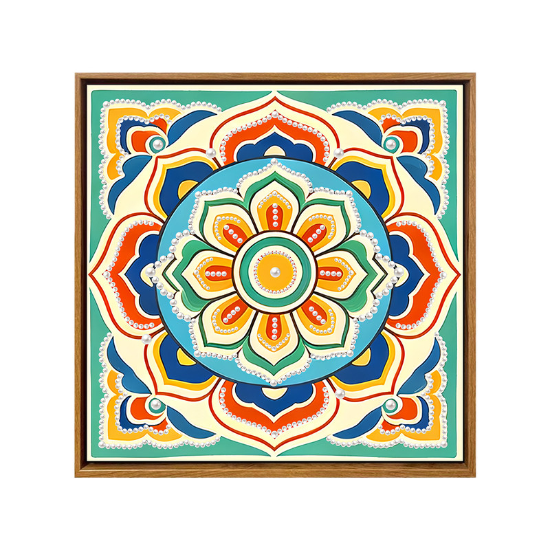 国风敦煌藻井花纹宋锦珍珠画DIY