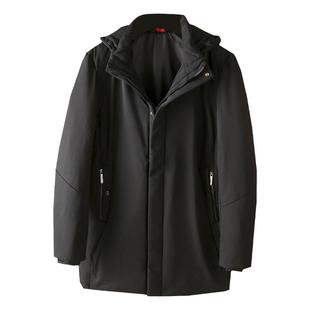 外贸换季断码清仓冬季男时尚百搭黑色连帽中长款90％白鸭绒羽绒服