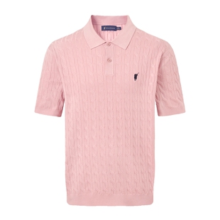 【含桑蚕丝】POLOWALK男式短袖针织衫2026春季新品绞花短袖针织衫