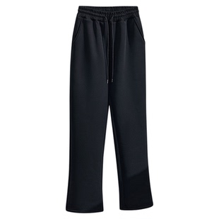 大码直筒羊羔绒休闲裤女显瘦200斤胖mm加绒加厚弹力烟管加长裤子3