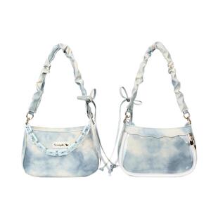 Seraphim原创水墨痛 日常甜美Lolita单肩斜跨褶皱腋下痛包小食量