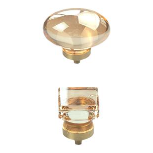 北欧简约黄铜水晶透明拉手橱柜 衣柜门 轻奢鸽子蛋玻璃单孔把手