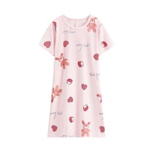 芬腾睡裙夏季女纯棉短袖可爱卡通睡衣女夏天宽松女士春秋款家居服