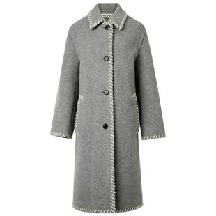 【双面抓毛工艺】IIIVIVINIKO冬季新款翻领羊毛呢大衣外套女