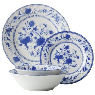 【自营】美浓烧日本进口萨克森蓝系列餐具饭碗面碗汤盘深盘大盘