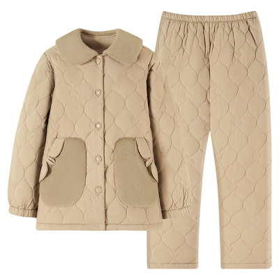 猫人女士秋冬季睡衣纯棉夹棉