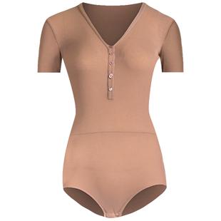 dancebaby拉丁舞服女成人舞蹈服练功服上衣新款形体跳舞服短袖424