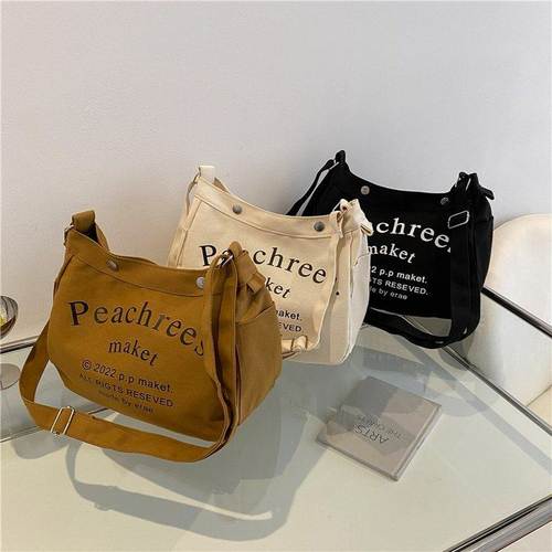 新品 大容量春夏手提托特包包女2024新款韩版帆布包腋下包质感单