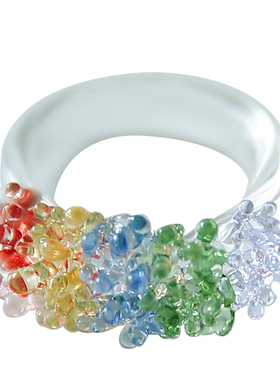七隐 手工玻璃戒指指环 彩虹纯手工玻璃戒指 琉璃戒指