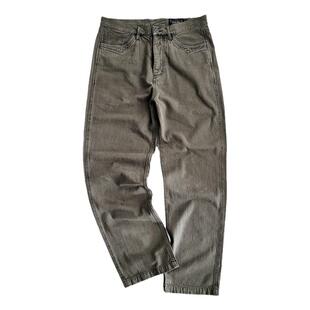 西里布美式复古元年矿工长裤工装直筒牛仔裤灰褐色水洗做旧非rrl