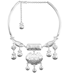 银锁纯银宝宝长命锁999足银项圈婴儿儿童首饰新生的儿见面礼银饰