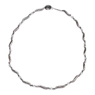 PUPILCASKET 旋升链 925定制流线纹理银珠水晶高级感简约项链