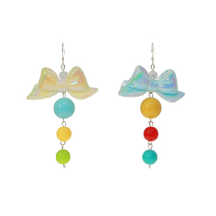 [ 无厘头 ] 公主幻彩蝴蝶结 复古可爱原创撞色少女显脸小耳环耳夹