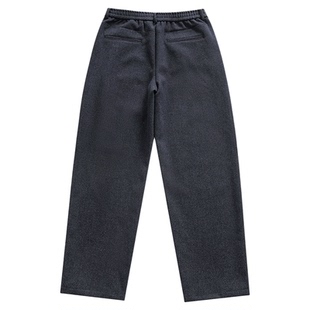 冬季加厚保暖老钱风奢雅羊毛混纺休闲长裤宽松男女同款