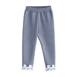 波波龙童装女童加绒加厚裤子冬装2024新款女孩洋气绒里打底长裤