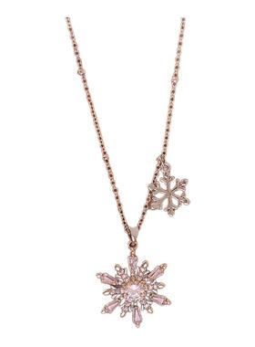 古里雅银色锆石雪花项链高级感