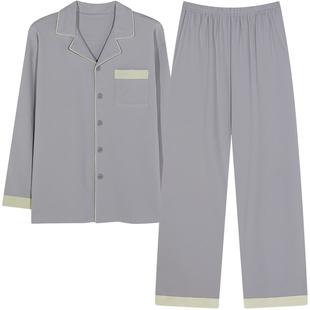 男士纯棉长袖睡衣男款2026新款男式简约中年中老年人爸爸装家居服