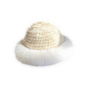 水貂毛帽子女秋冬季貂毛狐狸毛渔夫帽水貂皮草帽冬季时尚保暖盆帽