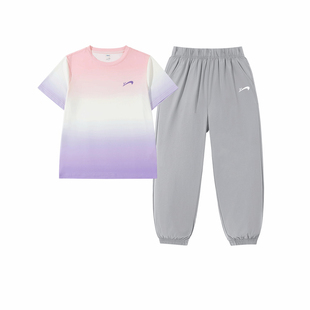 贵人鸟童装女童夏装2026新款儿童夏季透气短袖t恤大童运动套装薄