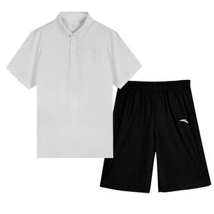 安踏运动套装男2026新款父亲短袖polo衫七分裤品牌休闲爸爸夏套装