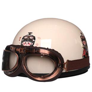 HBA电动车摩托车头盔女可爱四季3C认证电瓶车女生夏季复古安全帽