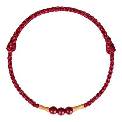 【100%官方正品】桃木竹节红手绳