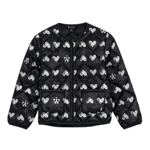 POLOWALK童装秋季新品无领长袖女童羽绒服时尚印花外套儿童