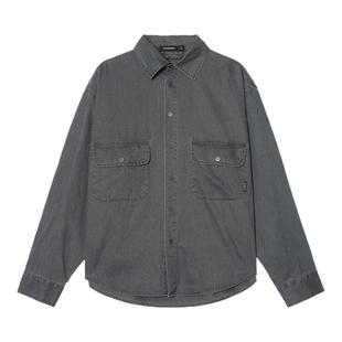 【水洗工艺】Unvesno(UN)LR风忧郁贵气廓形绒感百搭秋季休闲衬衫