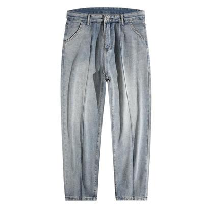 美式复古黑色牛仔裤男款冬休闲直筒宽松百搭垂感阔腿水洗长裤子