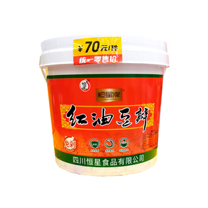 恒星牌红油豆瓣酱6kg四川正宗郫县炒菜专用调料免剁细碎商用桶装