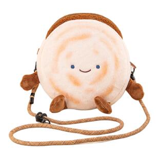 绒馍馍肉夹馍斜挎包西安文创旅游纪念品特色礼物斜挎包毛绒背包