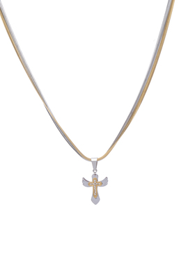 双层十字架项链轻奢小众欧美钛钢