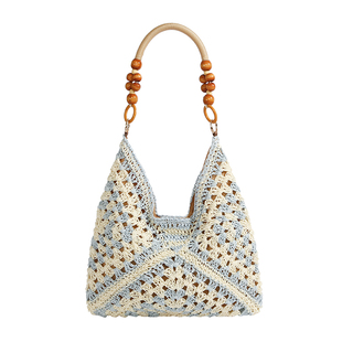 海边沙滩度假草编包包女式2025新款通勤百搭单肩包文艺小众托特包