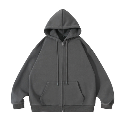 阿于呆420g重磅纯色连帽开衫卫衣