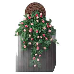 仿真花玫瑰花藤墙面遮挡壁挂墙上装饰绿植假花藤条墙壁挂花吊花