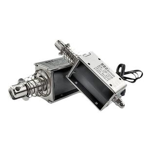 推拉式电磁铁微型贯穿式B电磁伸缩推杆撞击直流DC24v强力行程可调