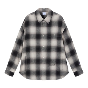 丁禹兮同款Champion冠军衬衫男2025秋季新款盐系工装红色外套美式