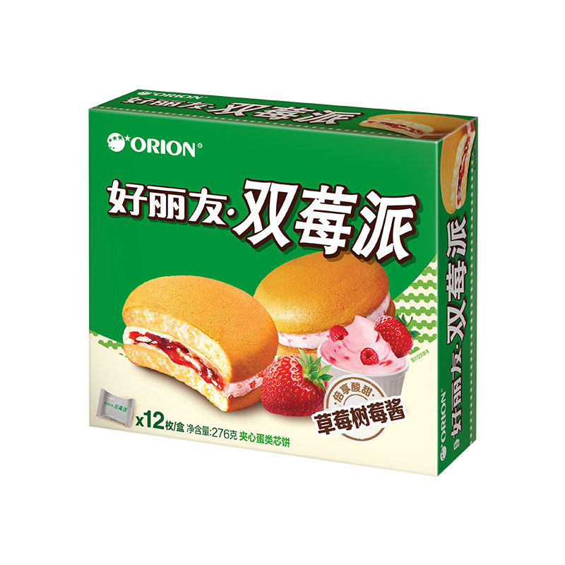 好丽友双莓派草莓味12枚盒装