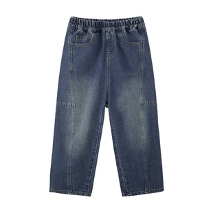 左西女童牛仔裤防褪色儿童弯刀裤春秋款2025新款女孩洋气秋装裤子