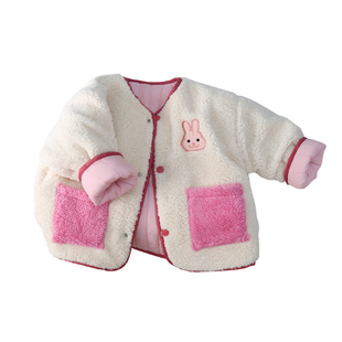 韩国儿童两面穿夹棉棉服2026新款女童保暖外套男童加厚可爱内胆潮