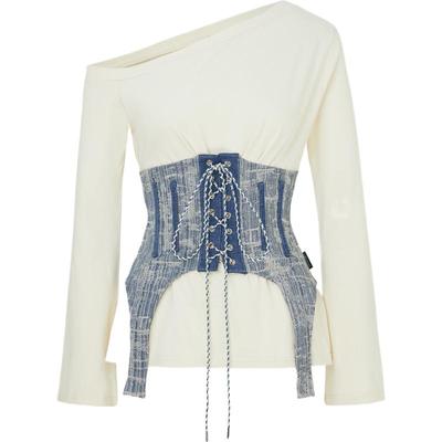 【折扣】Andersson Bell 女牛仔布拼接棉质混纺上衣