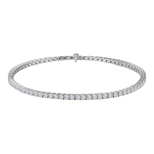 己悦己培育钻石18K金网球手链四爪满钻真钻密镶叠戴求婚手饰男女