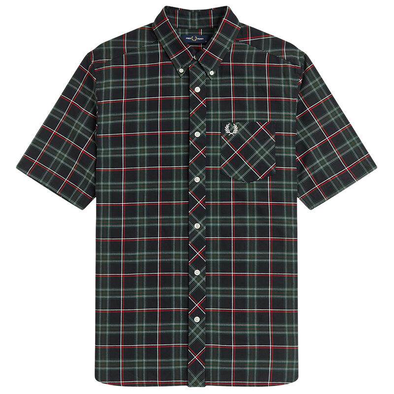 FREDPERRY格纹短袖衬衫时尚英伦
