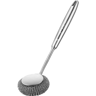 吉度钢丝球锅刷304不锈钢不伤锅厨房专用长柄洗锅刷碗清洁球刷子
