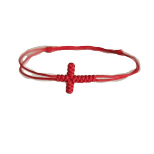 简约十字架红绳手链手工编织防过敏手绳小众设计男女学生情侣手环