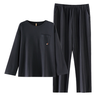 家乐芬睡衣男士春秋款秋季纯棉长袖家居服男款薄款加大码休闲套装